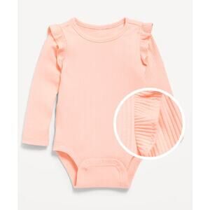 Old Navy Long-Sleeve Ribbed Ruffle-Trim Bodysuit for Baby